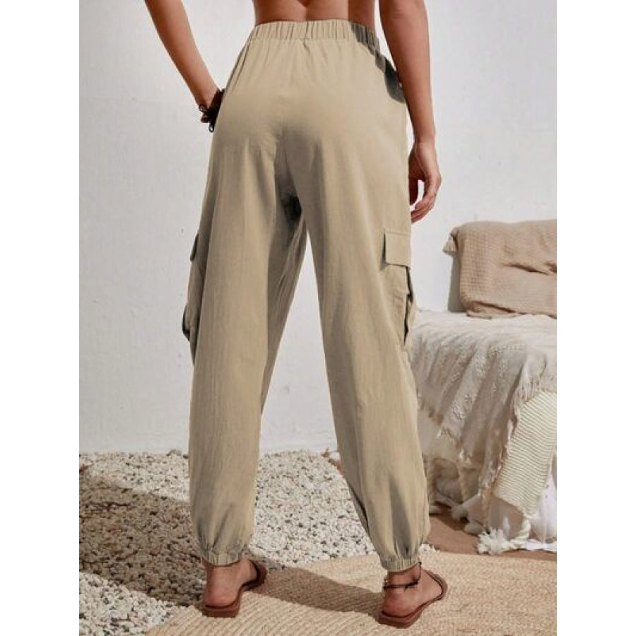 Drawstring Joggers with Cargo Pockets Clothing