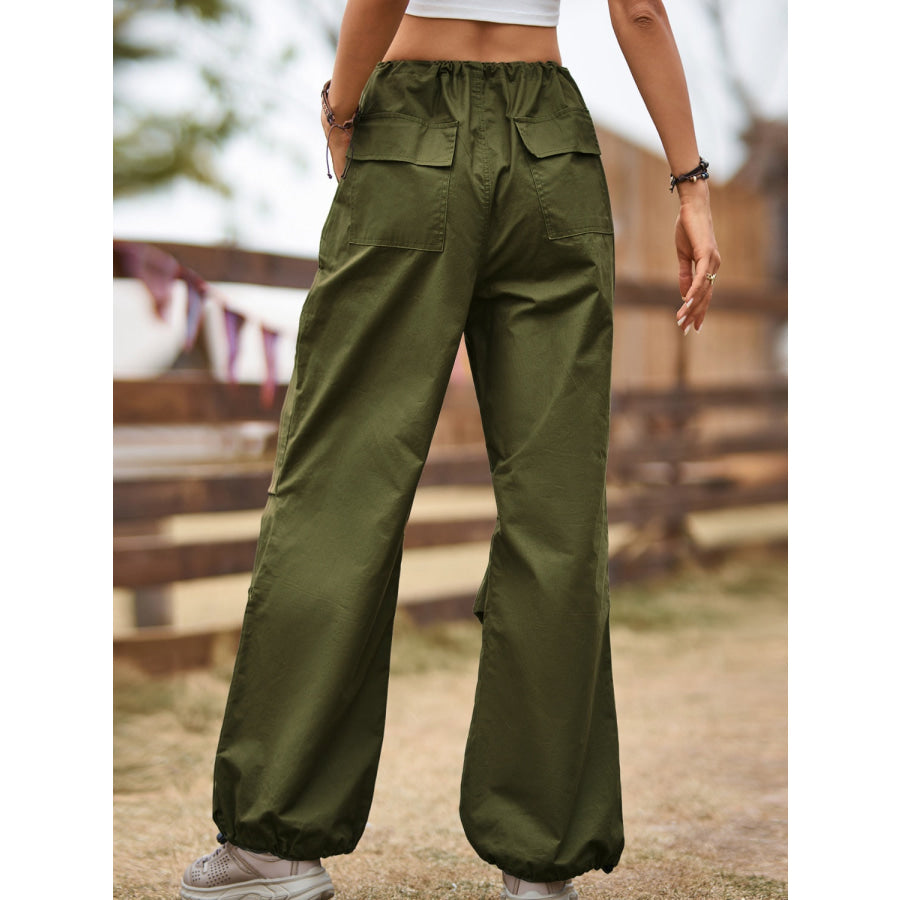 Drawstring Joggers with Pockets Army Green / S Apparel and Accessories