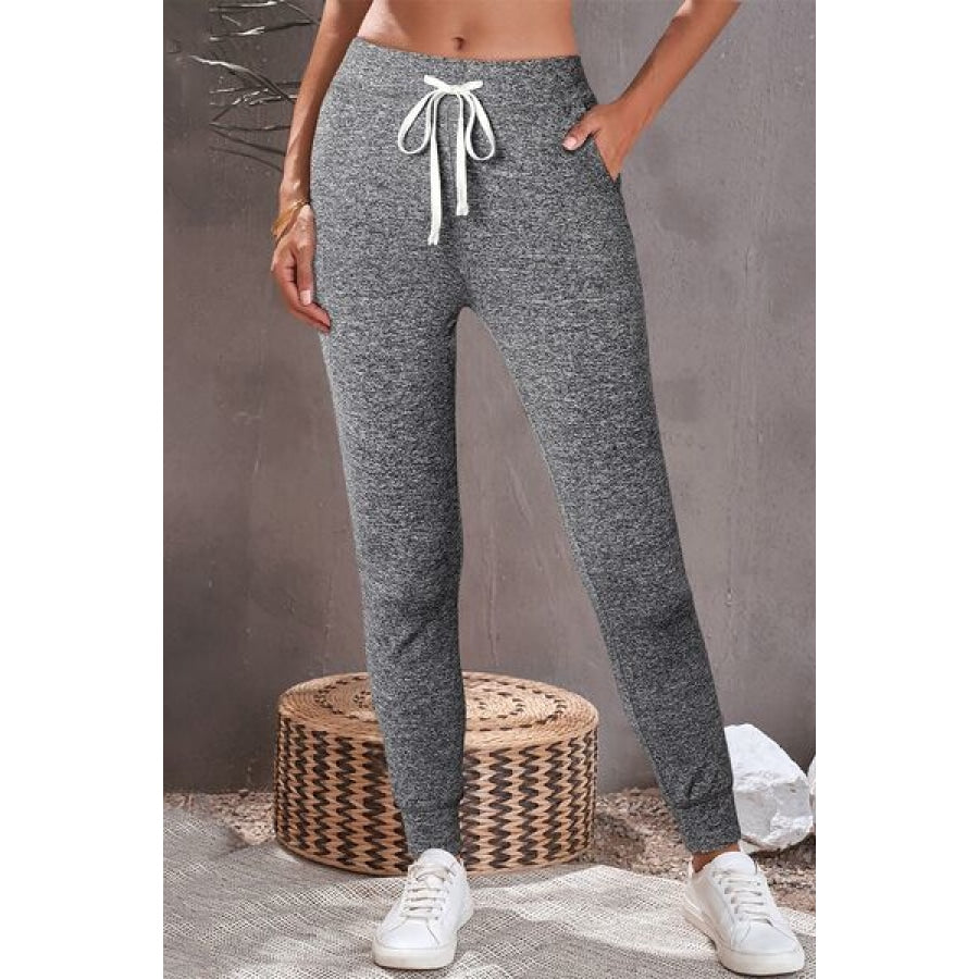 Drawstring Joggers with Pockets Charcoal / S Apparel and Accessories