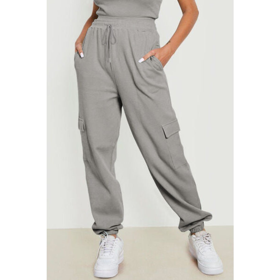 Drawstring Joggers with Pockets Charcoal / S Apparel and Accessories