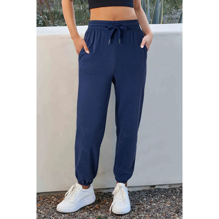 Drawstring Joggers with Pockets Navy / S Apparel and Accessories