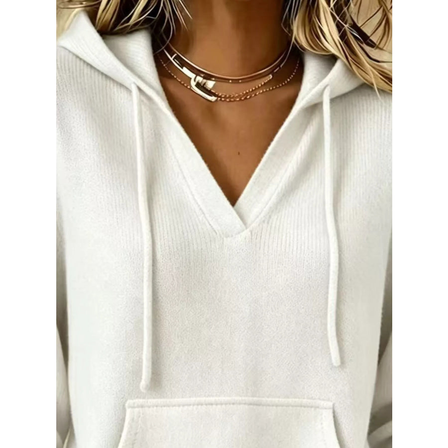 Drawstring Kangaroo Pocket Hooded Sweater