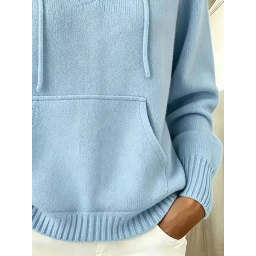 Drawstring Kangaroo Pocket Hooded Sweater