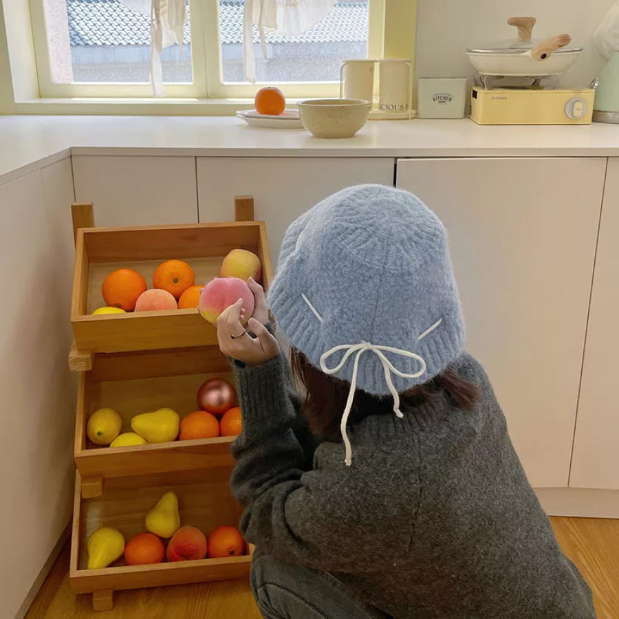 Drawstring Knitted Hat Apparel and Accessories