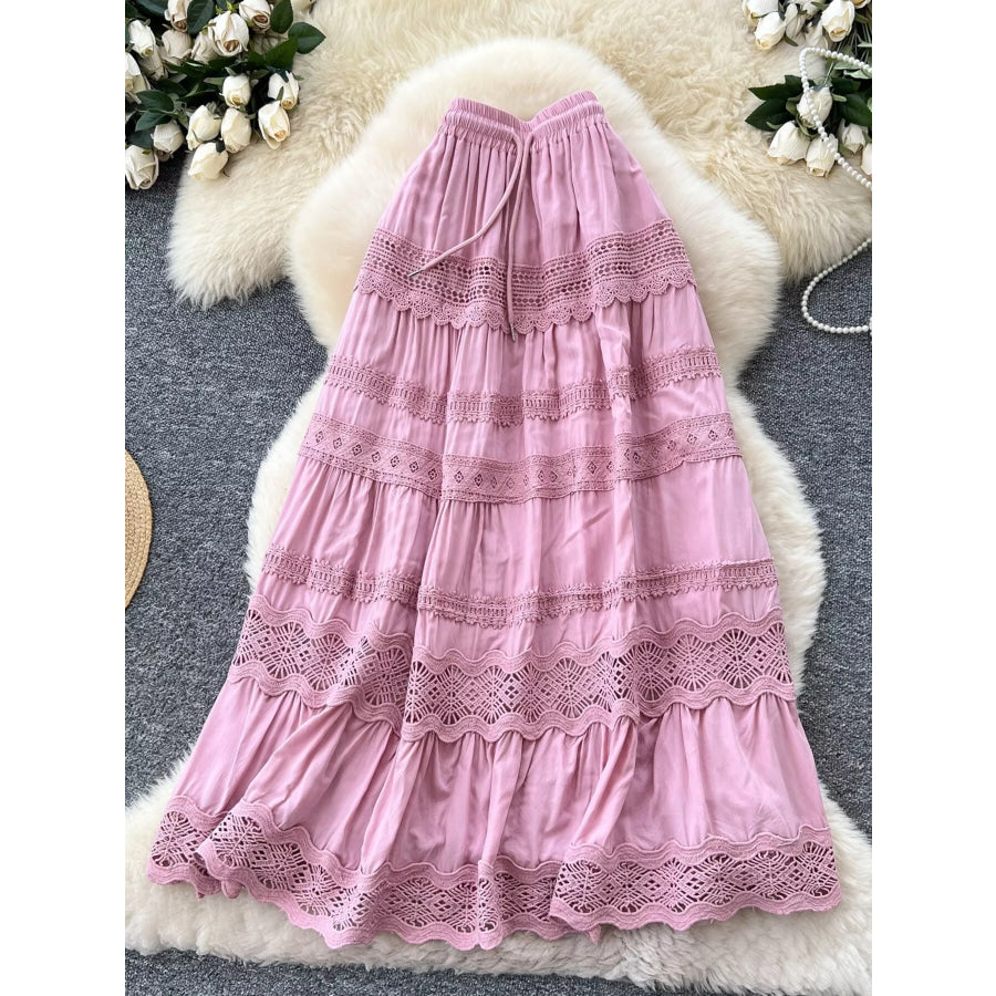 Drawstring Lace Tiered Skirt Apparel and Accessories
