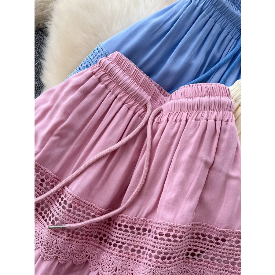 Drawstring Lace Tiered Skirt Apparel and Accessories