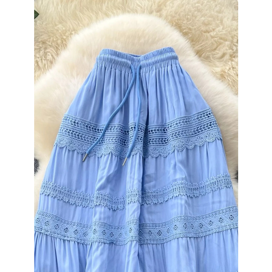 Drawstring Lace Tiered Skirt Apparel and Accessories