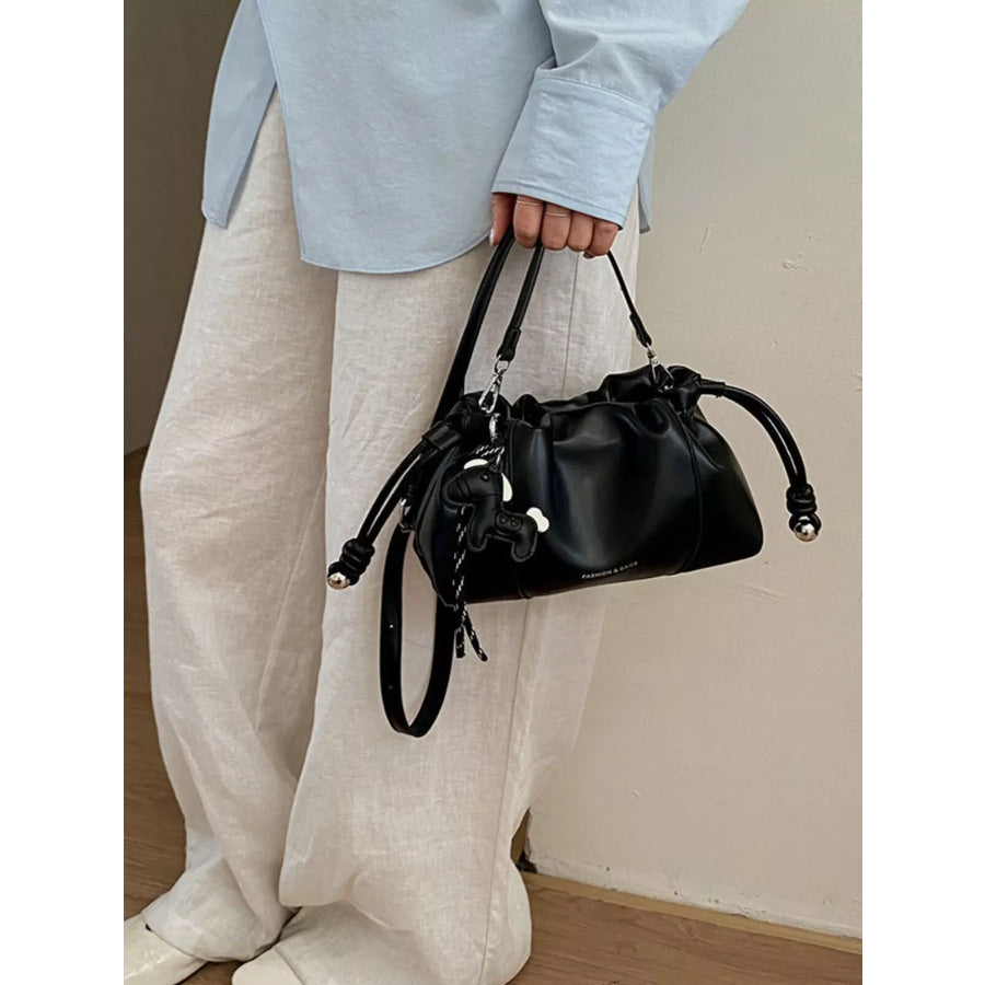 Drawstring Leather Crossbody Bag Apparel and Accessories