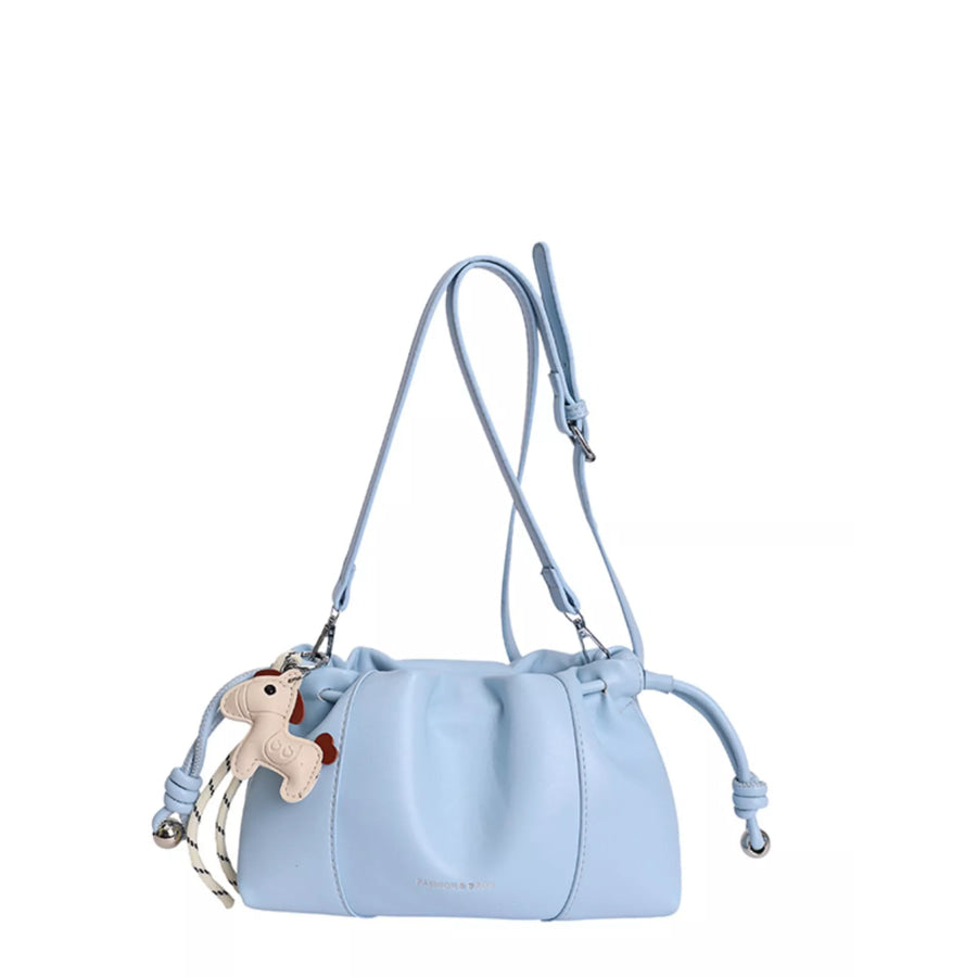 Drawstring Leather Crossbody Bag Apparel and Accessories