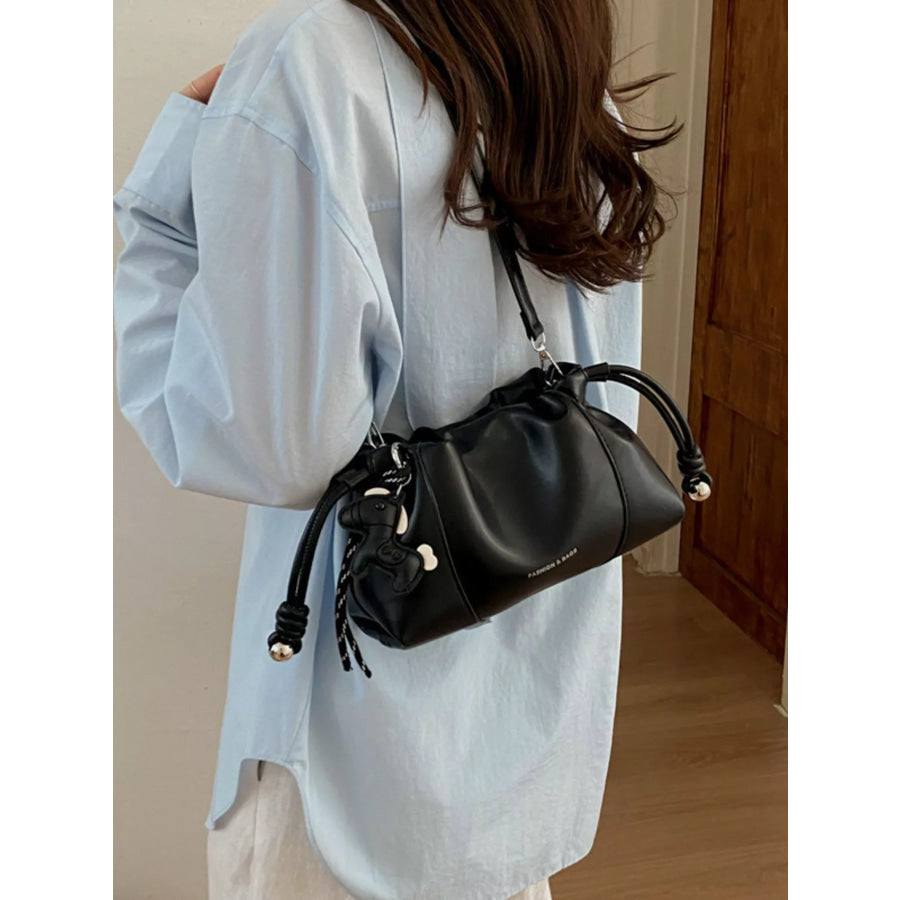 Drawstring Leather Crossbody Bag Apparel and Accessories