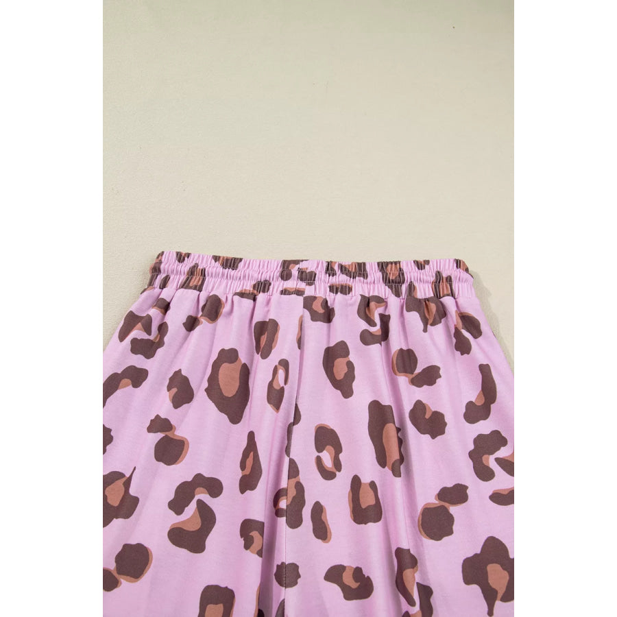 Drawstring Leopard Print Patch Pocket Loose Pants Apparel and Accessories