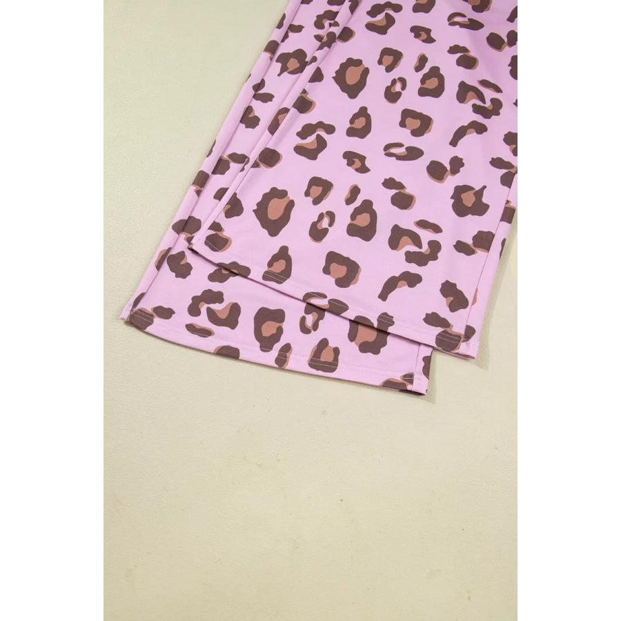 Drawstring Leopard Print Patch Pocket Loose Pants Apparel and Accessories
