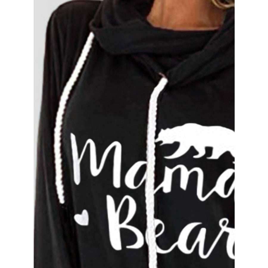 Drawstring Letter Graphic Long Sleeve Hoodie Apparel and Accessories