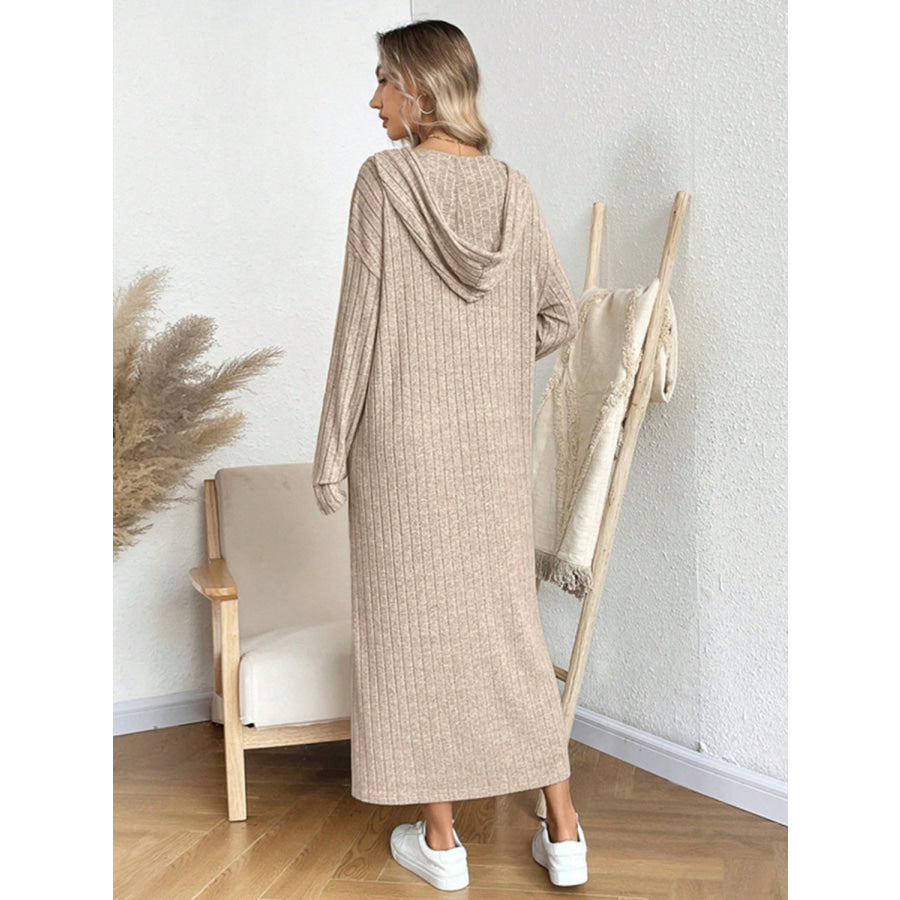 Drawstring Long Sleeve Hooded Dress Apparel and Accessories