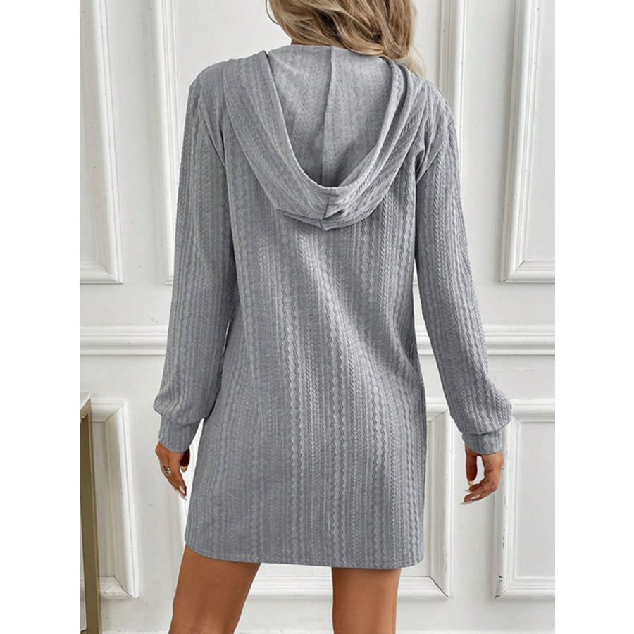 Drawstring Long Sleeve Hooded Mini Dress Apparel and Accessories