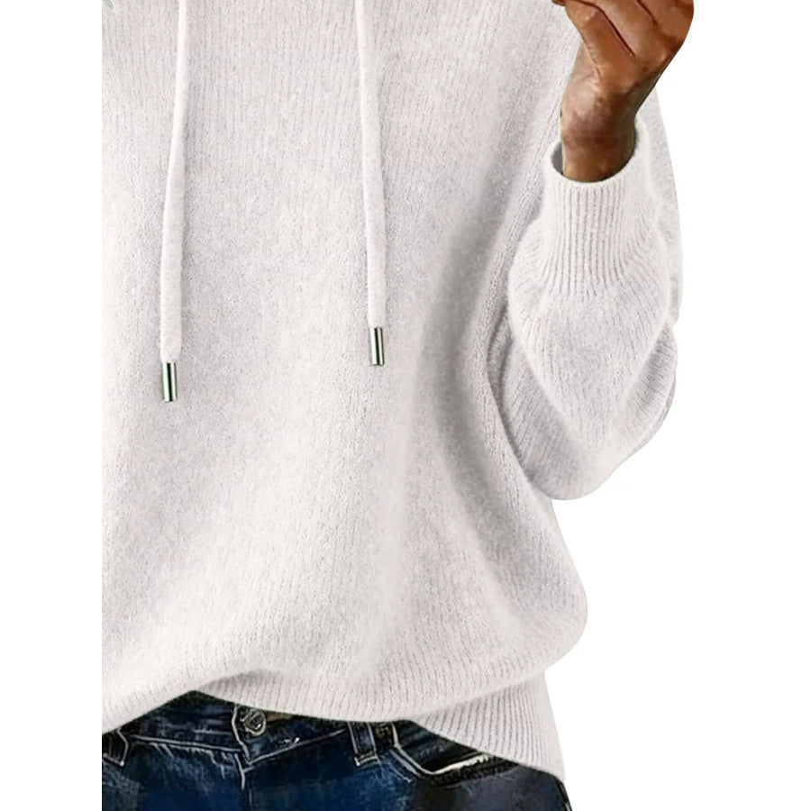Drawstring Long Sleeve Hooded Sweater Apparel and Accessories