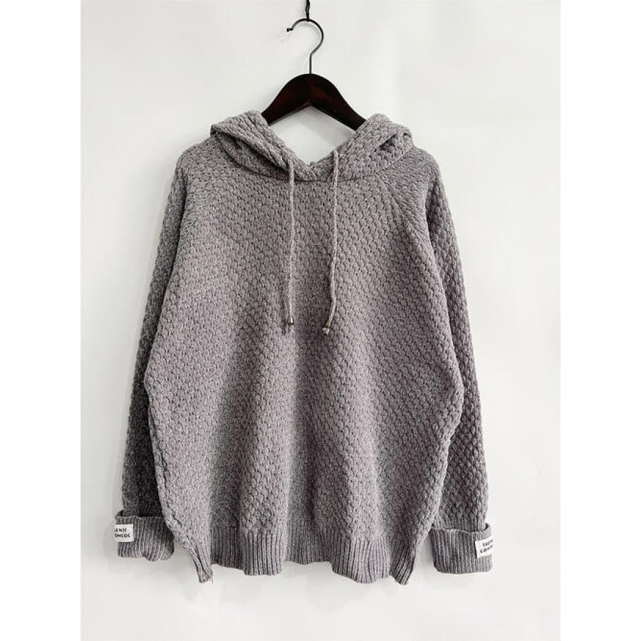 Drawstring Long Sleeve Hooded Sweater Clothing