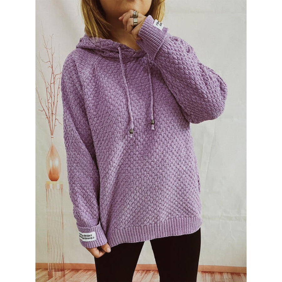 Drawstring Long Sleeve Hooded Sweater Clothing