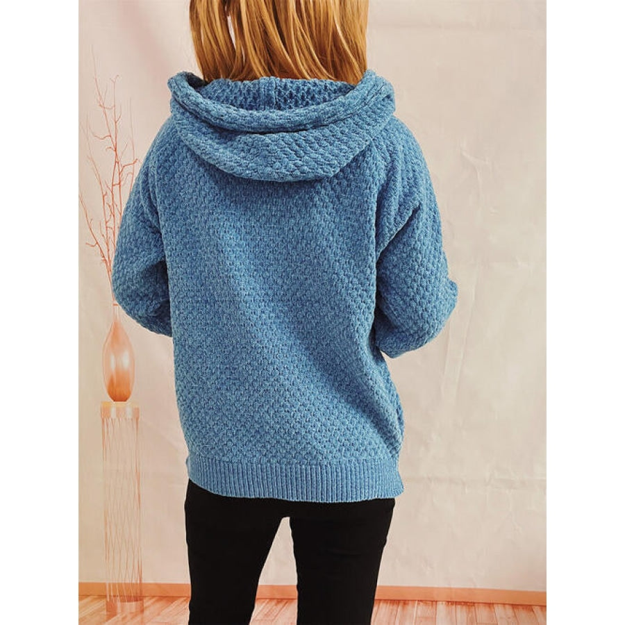 Drawstring Long Sleeve Hooded Sweater Clothing