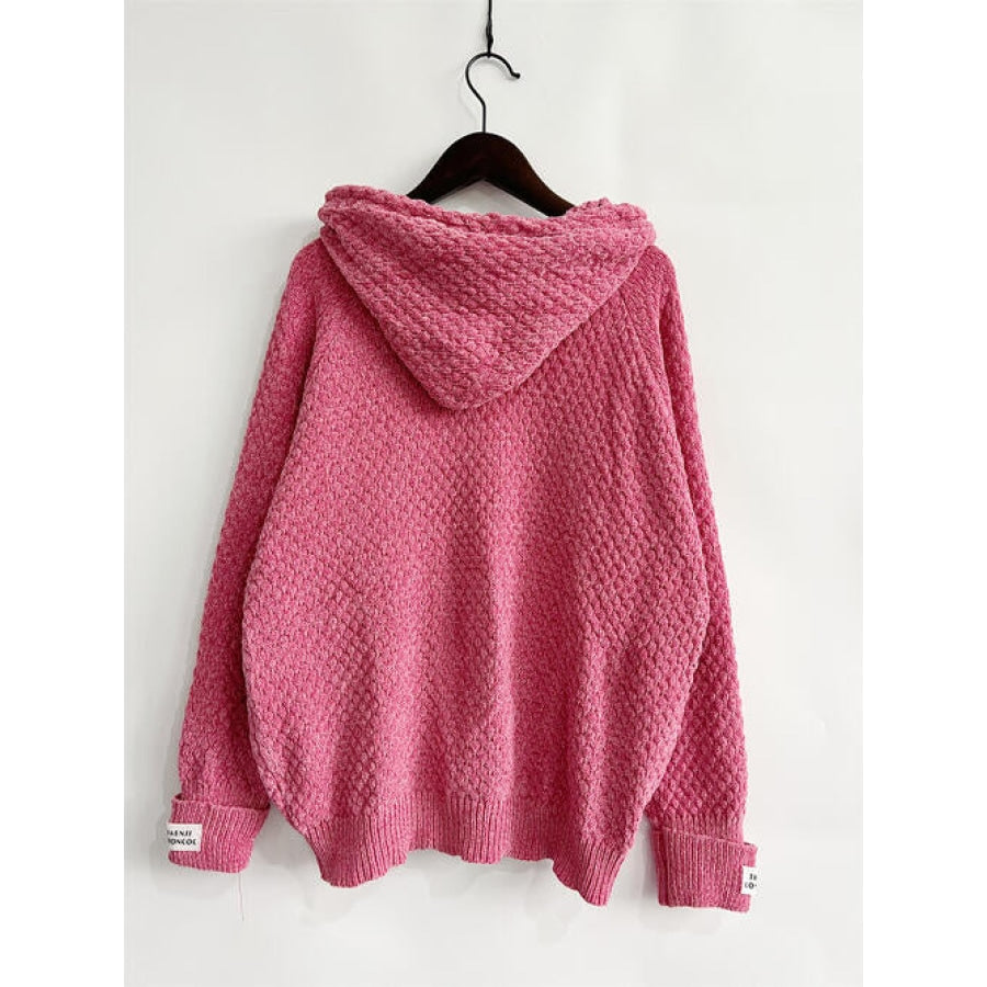 Drawstring Long Sleeve Hooded Sweater Clothing