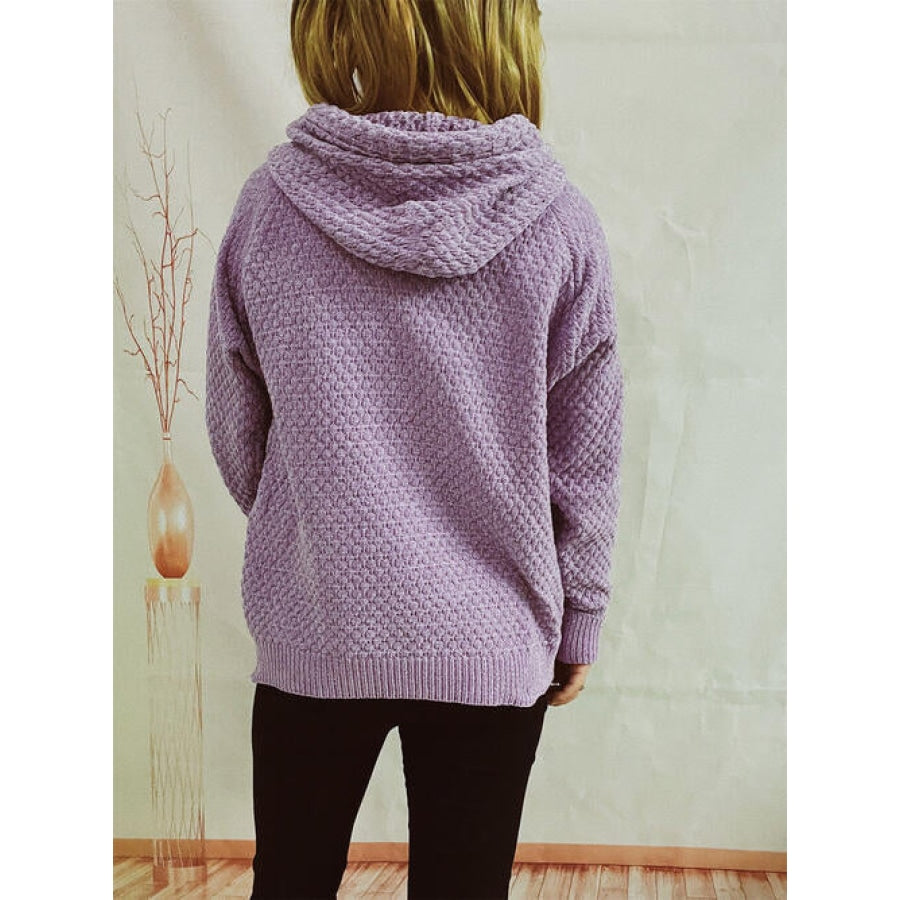 Drawstring Long Sleeve Hooded Sweater Clothing