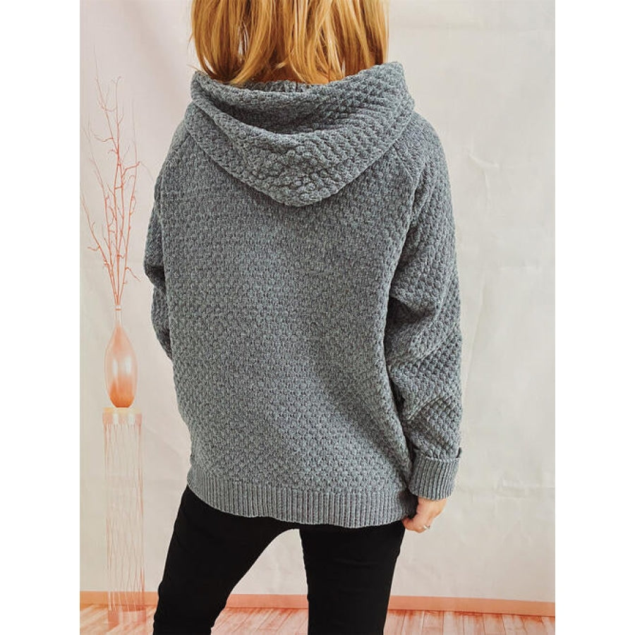 Drawstring Long Sleeve Hooded Sweater Clothing