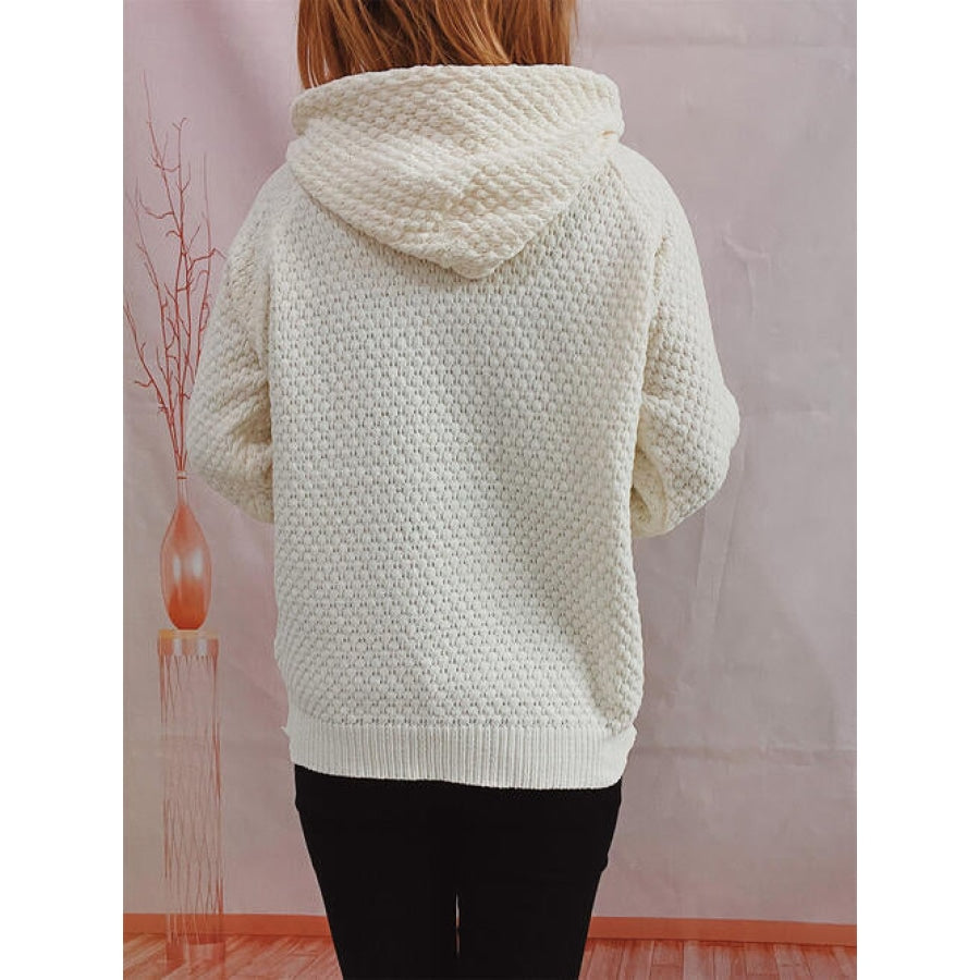 Drawstring Long Sleeve Hooded Sweater Clothing