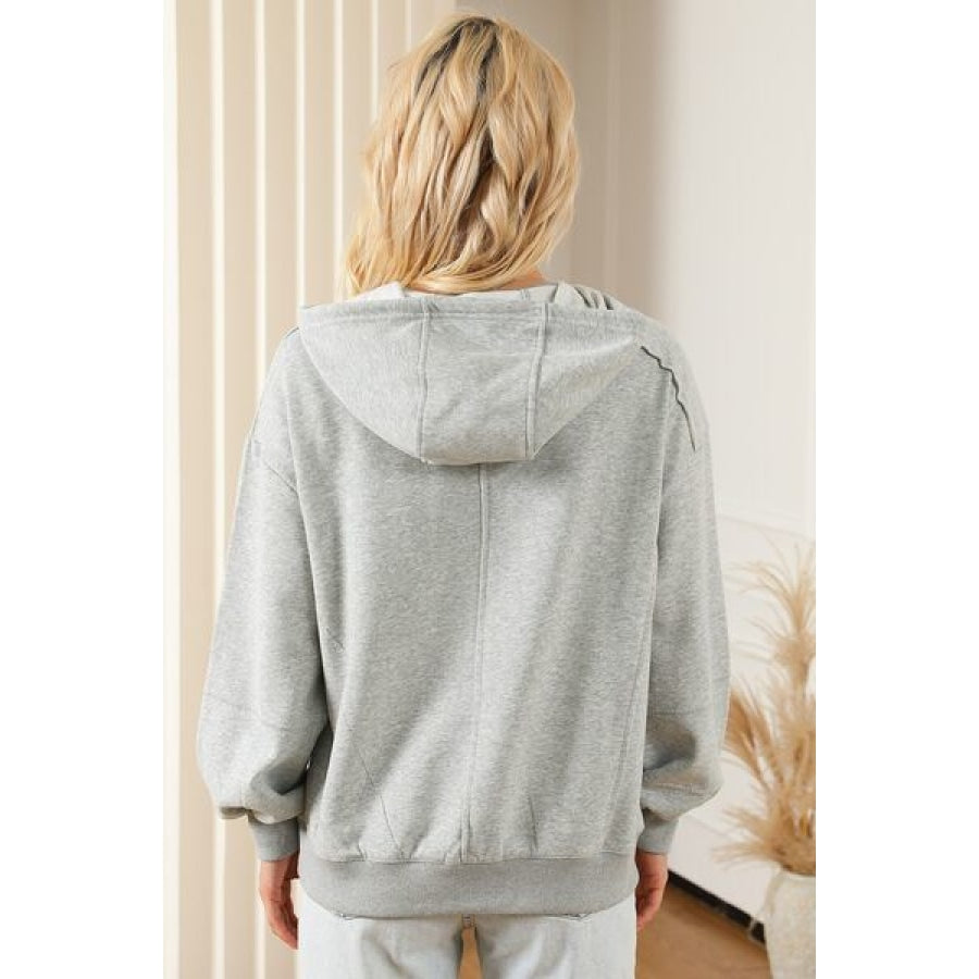 Drawstring Long Sleeve Hoodie Apparel and Accessories