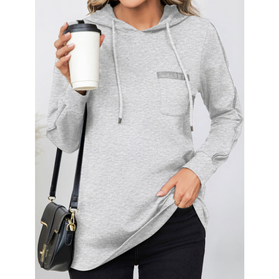 Drawstring Long Sleeve Hoodie Apparel and Accessories