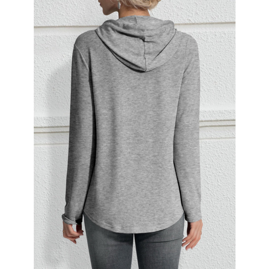 Drawstring Long Sleeve Hoodie Apparel and Accessories