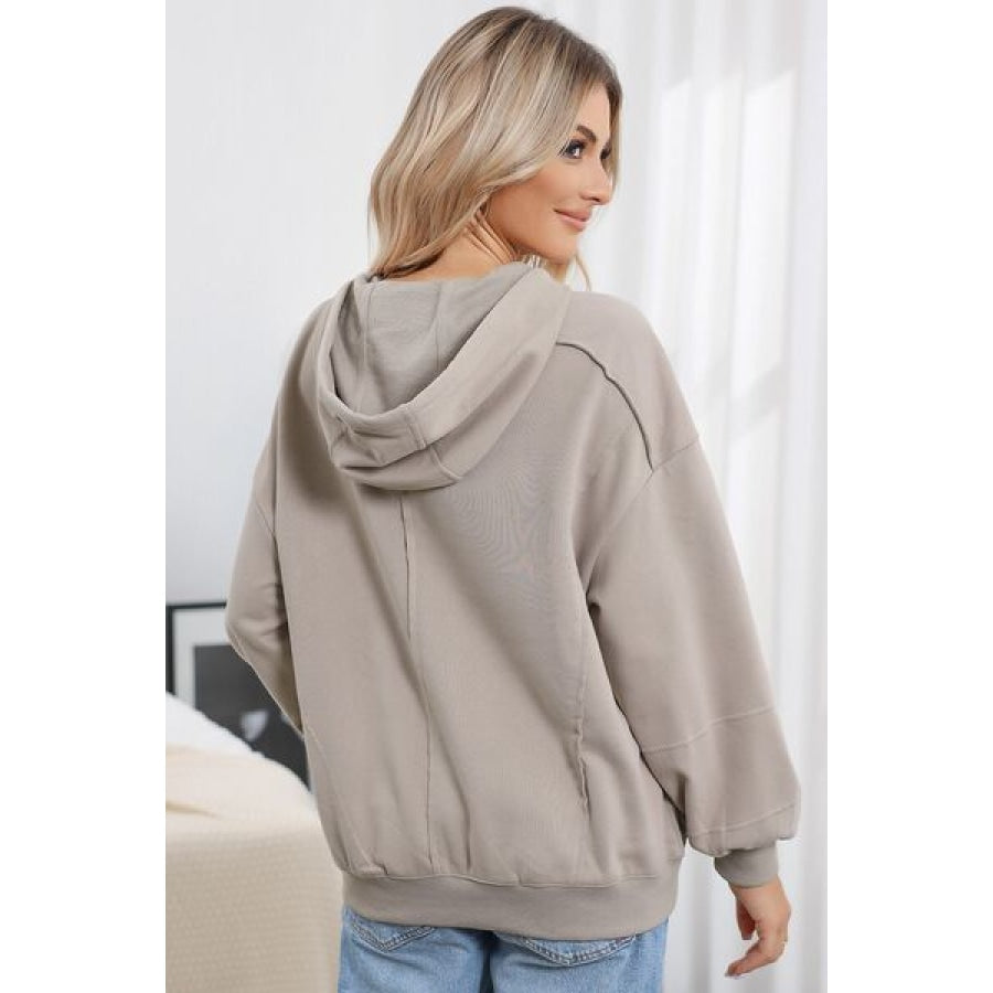 Drawstring Long Sleeve Hoodie Apparel and Accessories