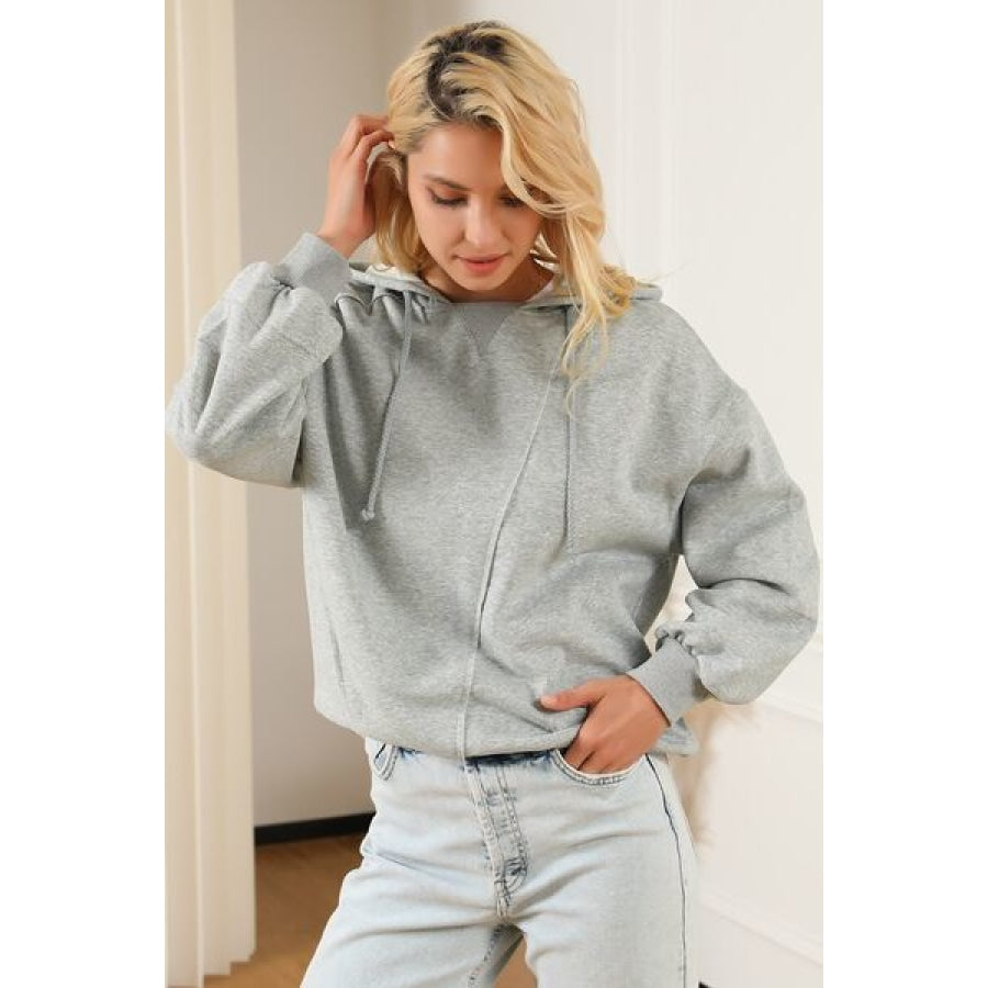 Drawstring Long Sleeve Hoodie Apparel and Accessories