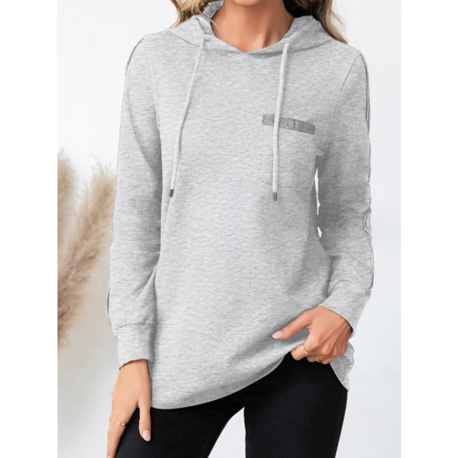 Drawstring Long Sleeve Hoodie Gray / S Apparel and Accessories