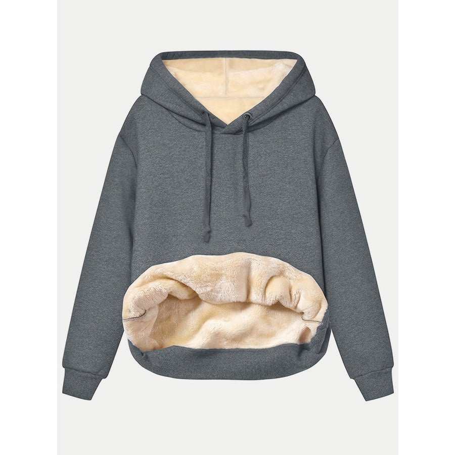 Drawstring Long Sleeve Hoodie with Kangaroo Pocket Apparel and Accessories