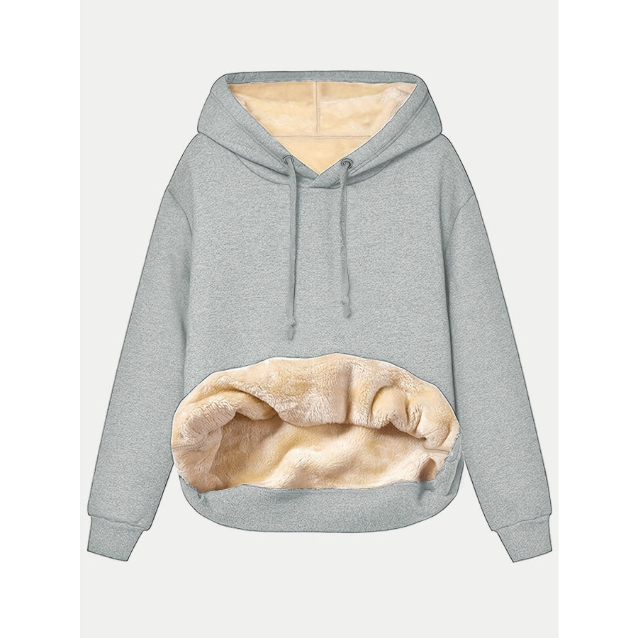 Drawstring Long Sleeve Hoodie with Kangaroo Pocket Apparel and Accessories