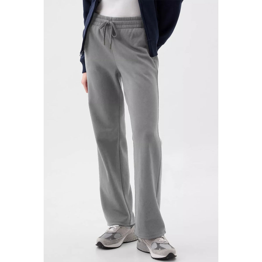 Drawstring Loose Fit Pants Gray / S Apparel and Accessories