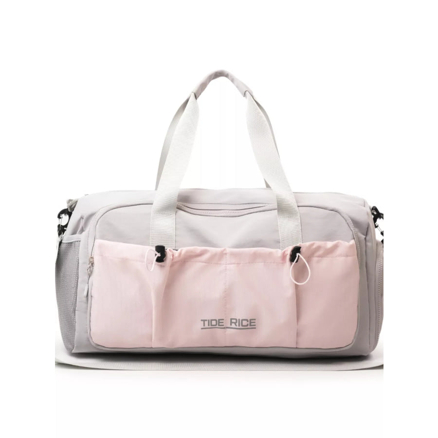 Drawstring Multiple Pockets Travel Bag Pink / One Size Apparel and Accessories