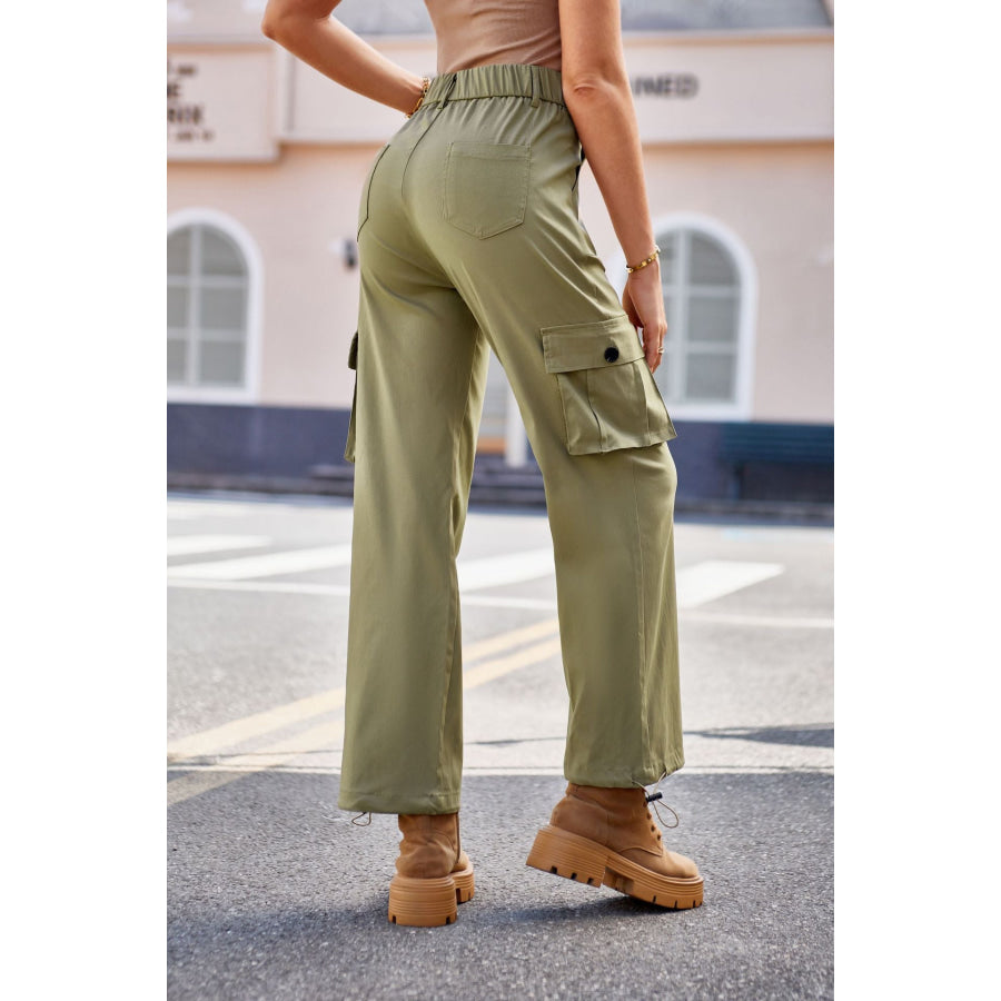 Drawstring Pants with Pockets Yellow-Green / XS Apparel and Accessories