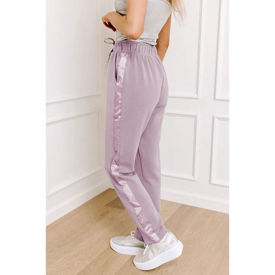 Drawstring Pants with Pockets Pink Purple / S Apparel and Accessories