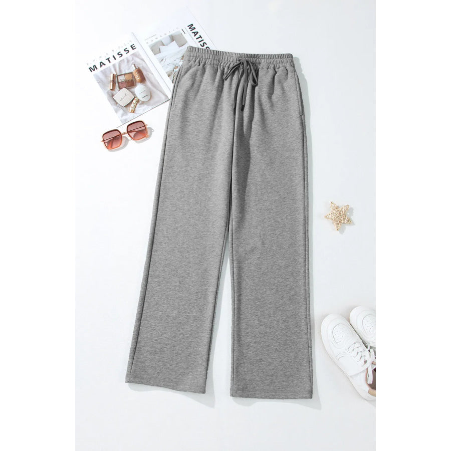 Drawstring Pants with Pockets Apparel and Accessories