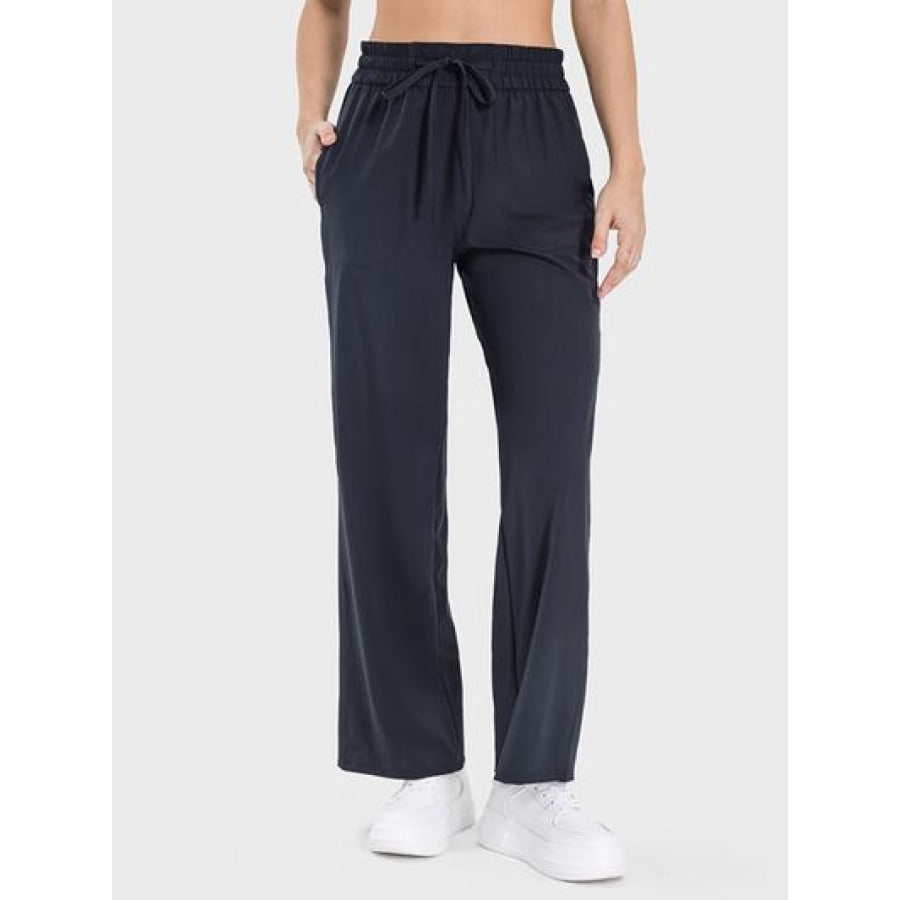 Drawstring Pocketed Active Pants Black / 4 Apparel and Accessories