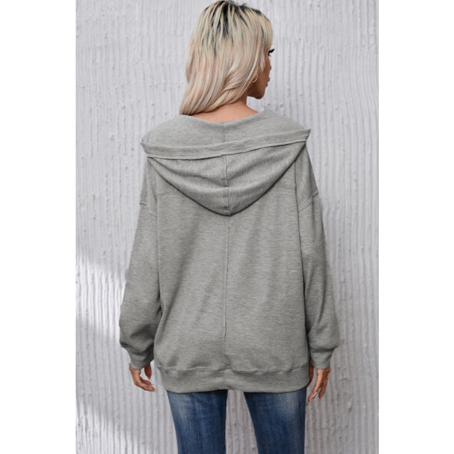 Drawstring Pocketed Dropped Shoulder Hoodie Apparel and Accessories