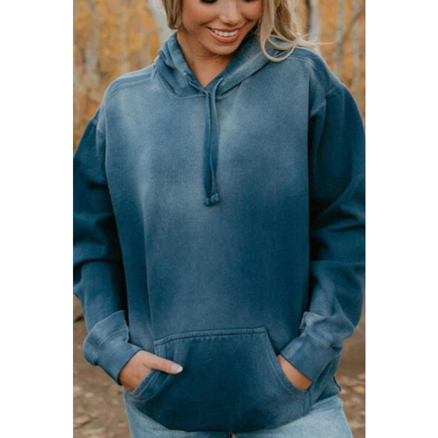 Drawstring Pocketed Dropped Shoulder Hoodie Clothing