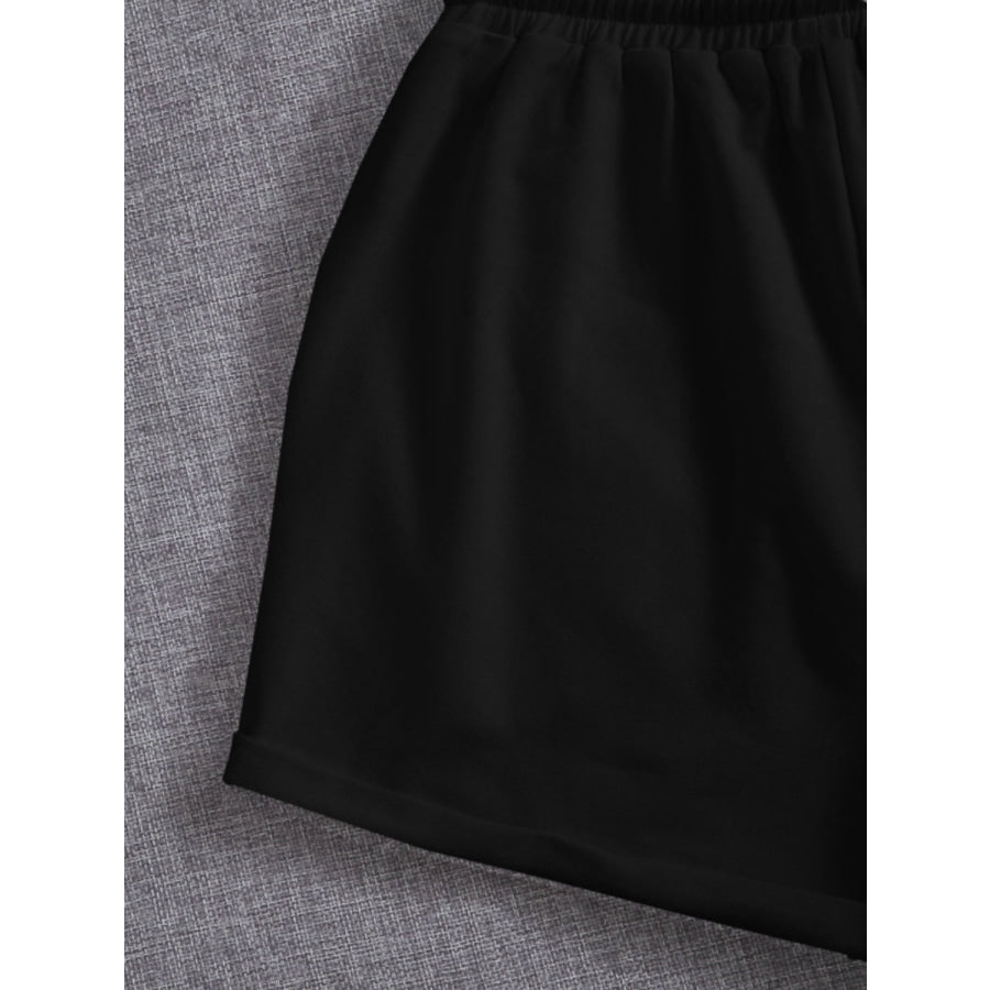 Drawstring Pocketed Elastic Waist Shorts Apparel and Accessories