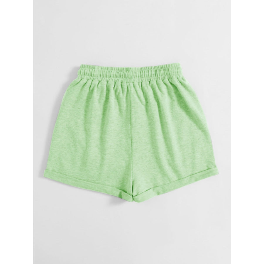 Drawstring Pocketed Elastic Waist Shorts Apparel and Accessories