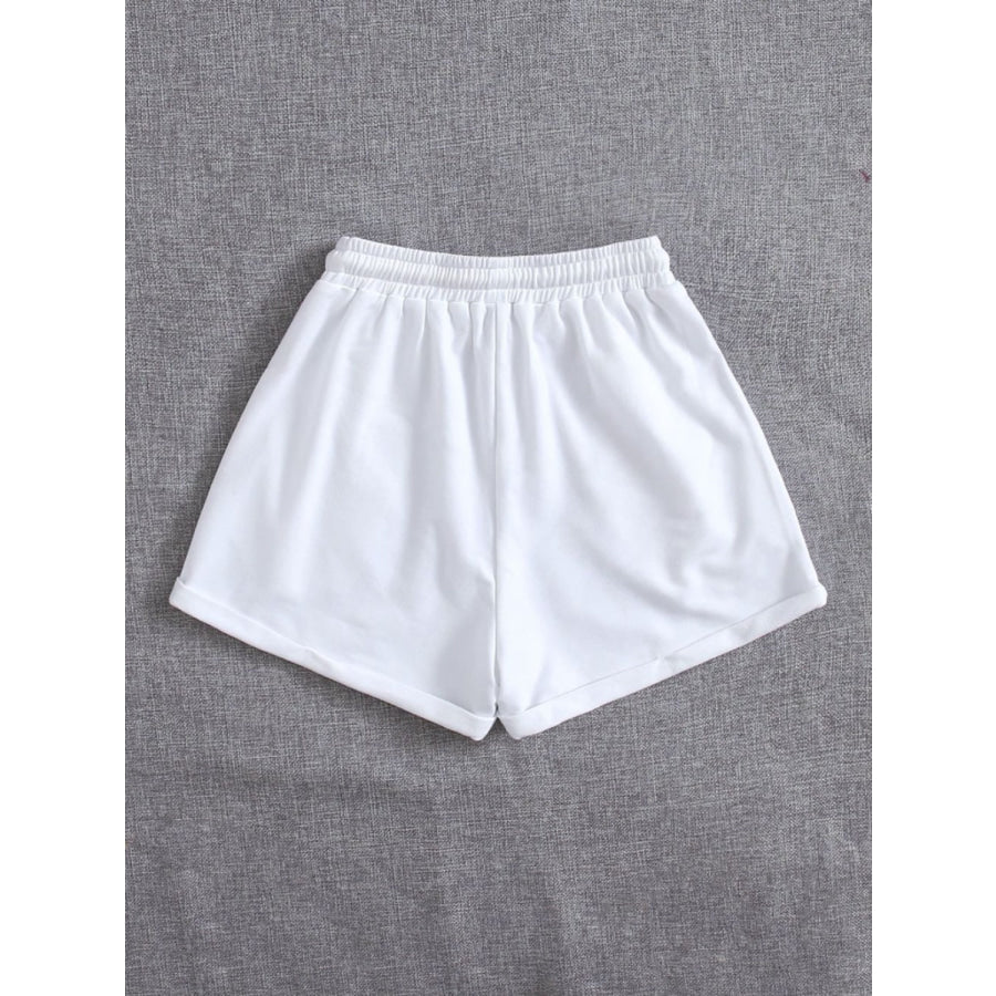 Drawstring Pocketed Elastic Waist Shorts Apparel and Accessories