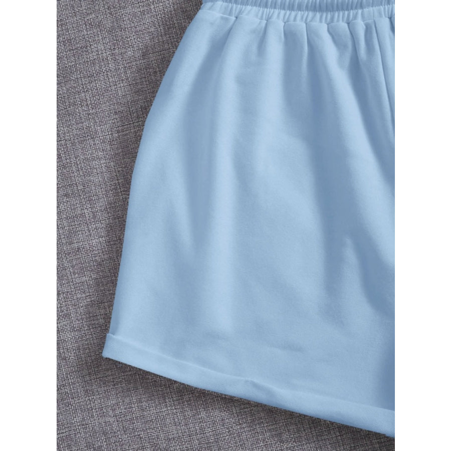 Drawstring Pocketed Elastic Waist Shorts Apparel and Accessories