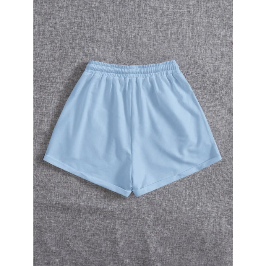 Drawstring Pocketed Elastic Waist Shorts Apparel and Accessories