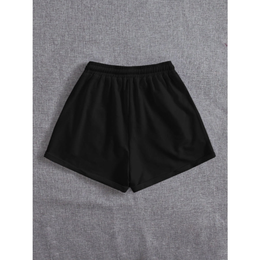 Drawstring Pocketed Elastic Waist Shorts Apparel and Accessories