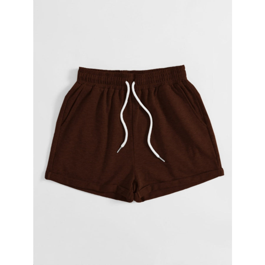 Drawstring Pocketed Elastic Waist Shorts Apparel and Accessories